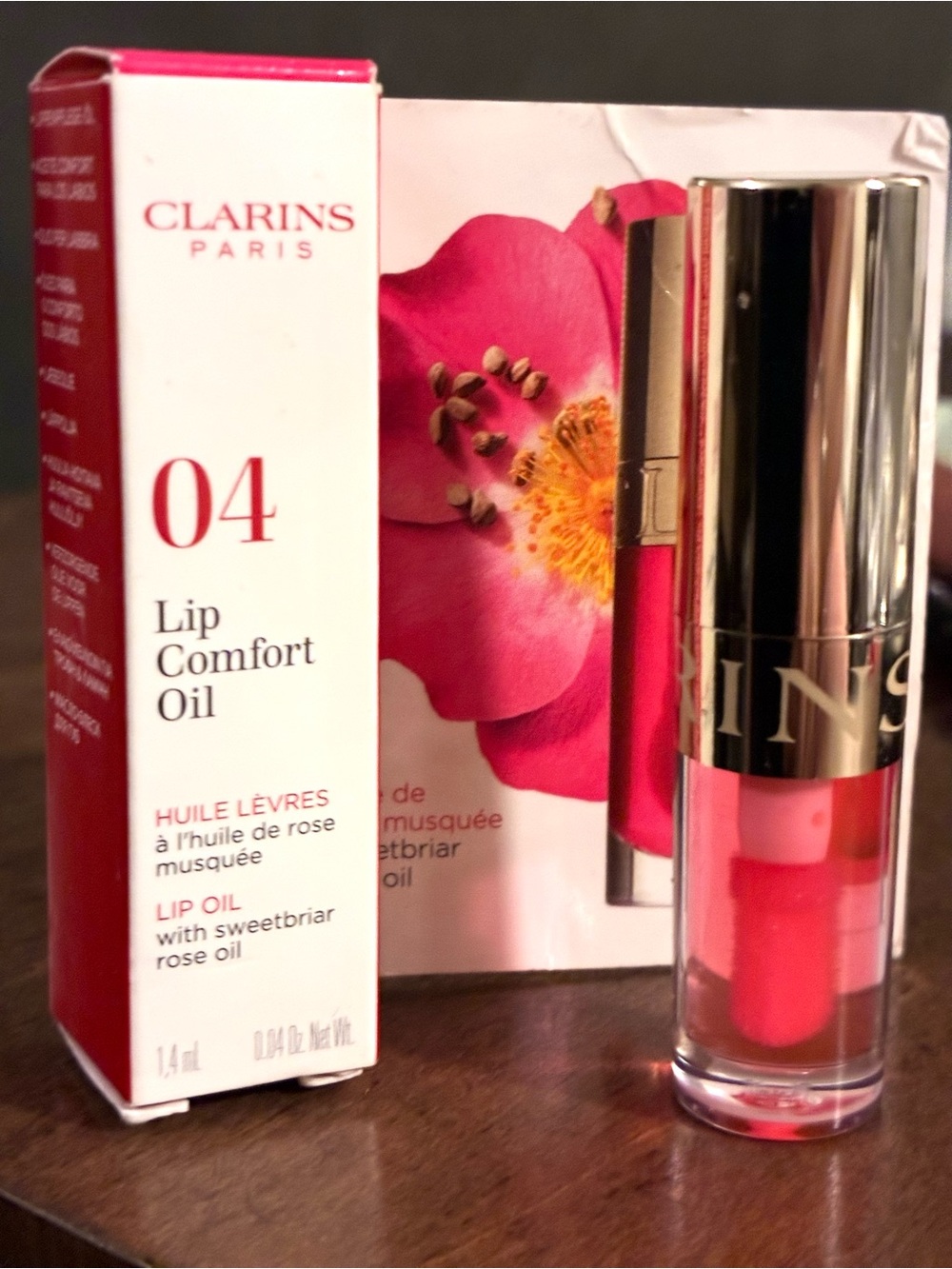 Clarins Lip Comfort Oil 04 - Rose Pink  Pitaya Hydrating Lip Oil 1.4ml